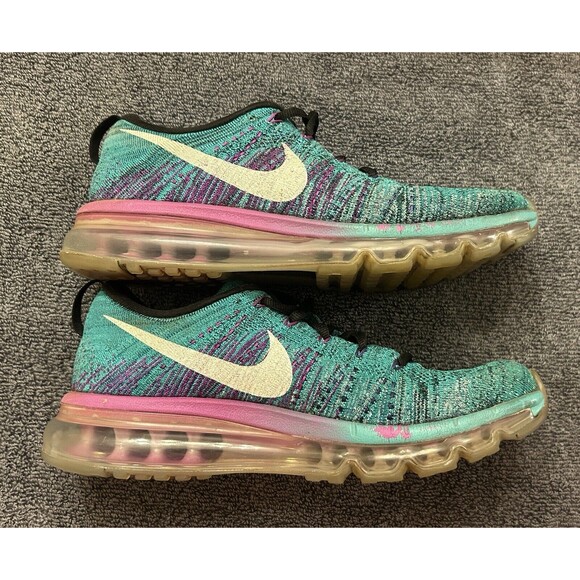 Nike Flyknit Max Clear Jade Hyper Violet Athletic Shoe 620659-013 Women’s Sz 9 - Picture 1 of 8
